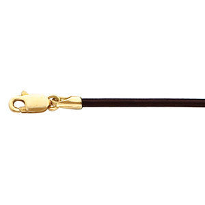 14K Yellow 1.5mm Brown Leather 16" Cord