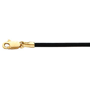 14K Yellow 1.5mm Black Leather 18" Cord