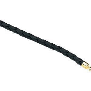 5mm Black Braided Leather Cord