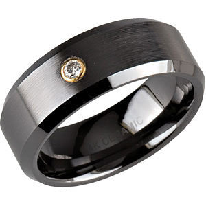 Black Ceramic & 14K Yellow .05 CTW Diamond 8mm Band Size 11.5