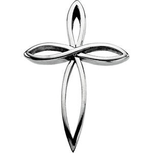 14K White 36.5x26.25mm Cross Pendant