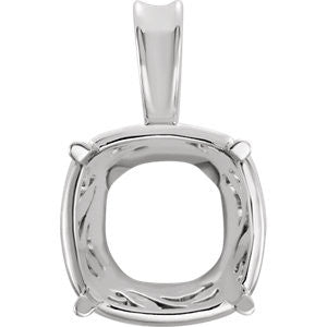 Sterling Silver 12mm Cushion Pendant Mounting