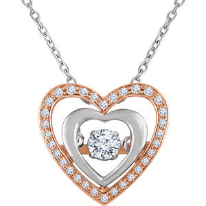 14K Rose & White 1-4 CTW Diamond Heart 18" Mystara® Necklace