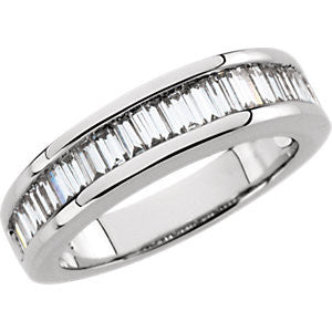 14K White 1 CTW Diamond Baguette Anniversary Band Size 7