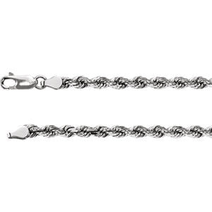 14K White 3.9mm Diamond Cut Rope 18" Chain