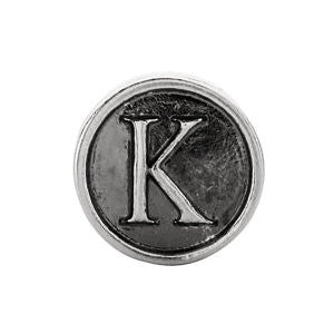 Sterling Silver 10.6mm Letter 
"K" Alpha Cylinder Bead