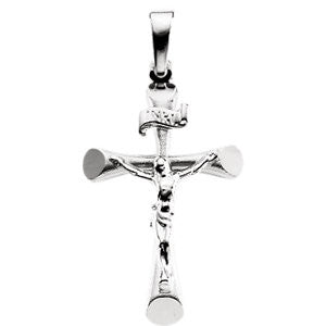 14K White 24x16mm Crucifix Pendant