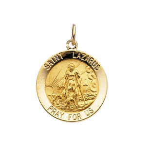 14K Yellow 15mm Round St. Lazarus Medal