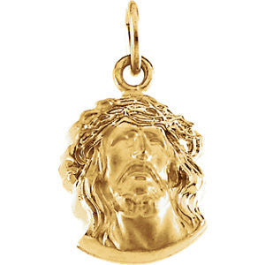 14K Yellow 19x14mm Face of Jesus Pendant