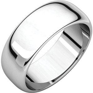 Platinum 7mm Half Round Band