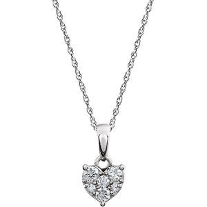 14K White 1-5 CTW Diamond Cluster Necklace