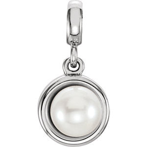 14K White Freshwater Cultured Pearl Pendant