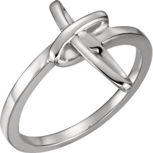 14K White Cross Ring