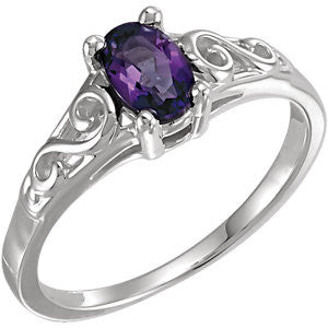 Sterling Silver February Imitation Birthstone Ring