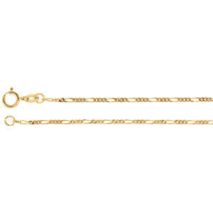 14K Yellow 1.25mm Figaro 18" Chain