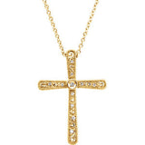 14K Yellow .05 CTW Diamond Cross 18" Necklace