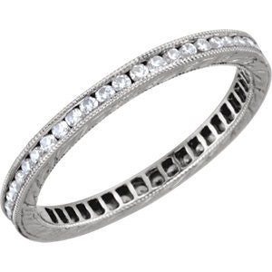 14K White 1-2 CTW Diamond Eternity Band Size 7