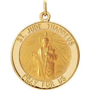 14K Yellow 22mm Round St. Jude Thaddeus Medal