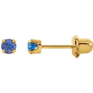 14K Yellow Solitaire "September" Birthstone Piercing Earrings