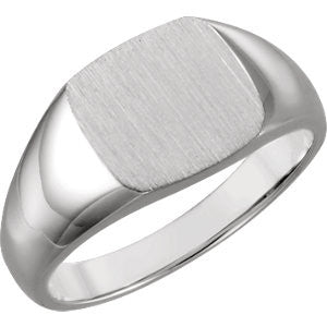 14K White 9mm Square Signet Ring