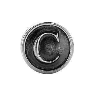 Sterling Silver 10.6mm Letter 
"C" Alpha Cylinder Bead