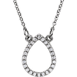 14K White 1/8 CTW Diamond Teardrop 16" Necklace