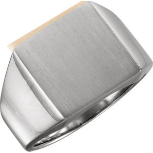 10K Yellow 12mm Men's Solid Signet Ring with Brush Finish