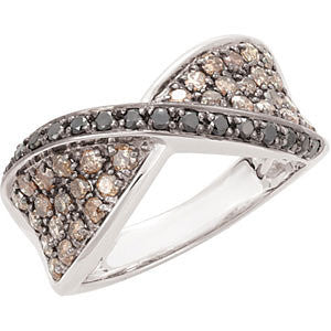 14K White 1 CTW Black & Brown Diamond Ring