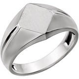 14K White Men's Signet Ring