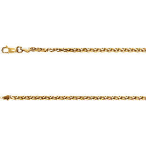 14K Yellow 2mm Diamond Cut Wheat 18" Chain