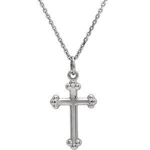 14K White Cross 18" Necklace