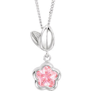 BFlower&trade; Rose CZ Flower Necklace with Gift Box