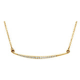 14K White 1/8 CTW Diamond Curved Bar 16" Necklace