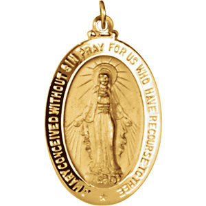 18K Yellow 29x20mm Oval Miraculous Medal