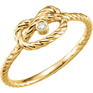 14K Rose .025 CTW Diamond Rope Knot Ring Size 7