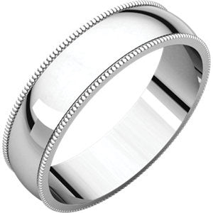 14K White 5mm Light Milgrain Band