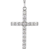 14K White 1/4 CTW Diamond Cross Pendant