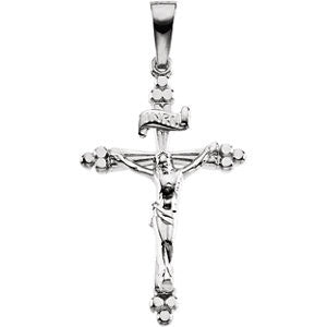 14K White 24.25x16.25mm Crucifix Pendant