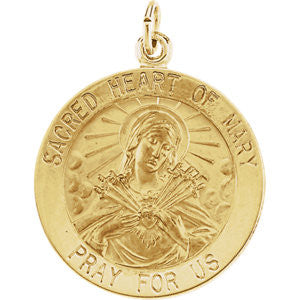 14K Yellow 22mm Sacred Heart of Mary Medal