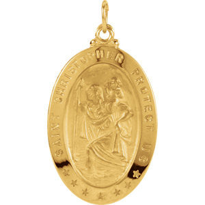 14K Yellow 29x20mm Oval St. Christopher Medal