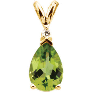 Genuine Peridot & Diamond Pendant