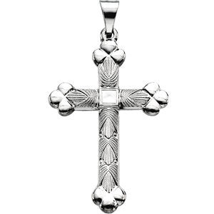 14K White 32x22mm Cross Pendant