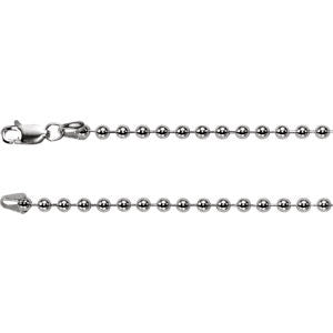 Sterling Silver 3mm Bead 18" Chain