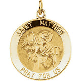 14K Yellow 18mm Round St. Matthew Medal