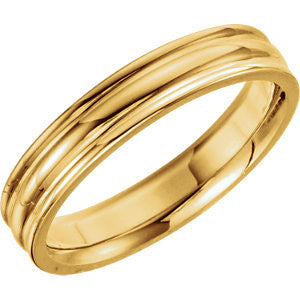 14K Yellow 4mm Fluted Band Size 6.5