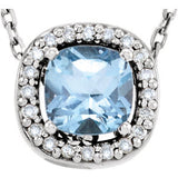 14K Yellow Sky Blue Topaz & .04 CTW Diamond 16" Necklace