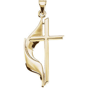 14K Yellow 30x17.5mm Methodist Cross Pendant