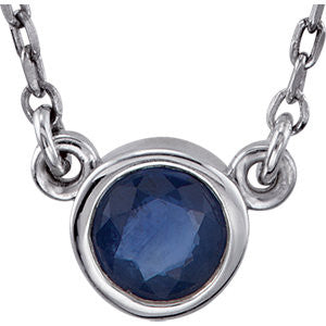 Sterling Silver Blue Sapphire Bezel 16" Necklace