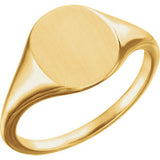 14K White 11x9mm Signet Ring