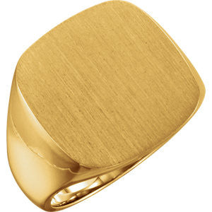 14K Yellow 18mm Men's Solid Signet Ring